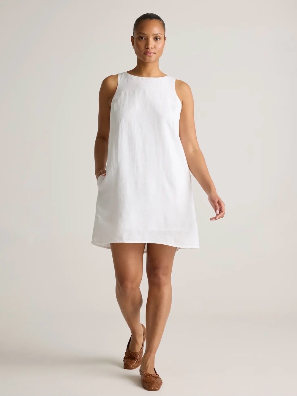 Quince Sleeveless Tan Linen Dress